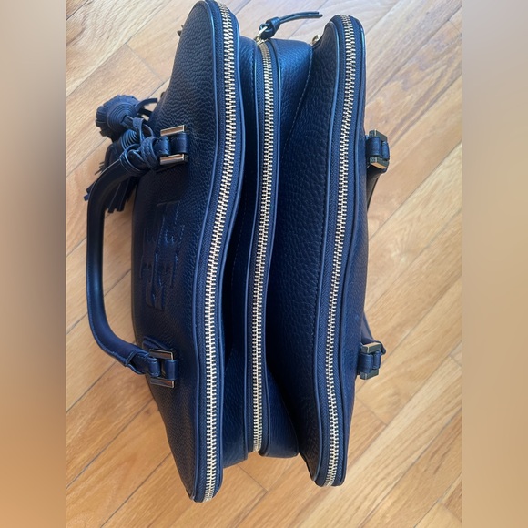 Tory Burch Navy Thea Triple-Zip Satchel - Picture 7 of 15